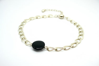 Black onyx women's silver pendant