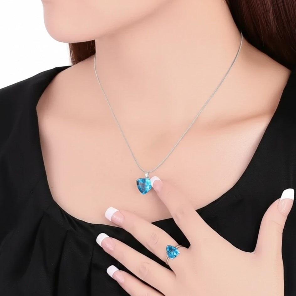 Swiss blue topaz pendant for women