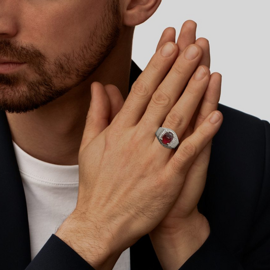 Men's Red Garnet Ring