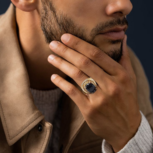 Black Garnet Ring (Gold Plated)