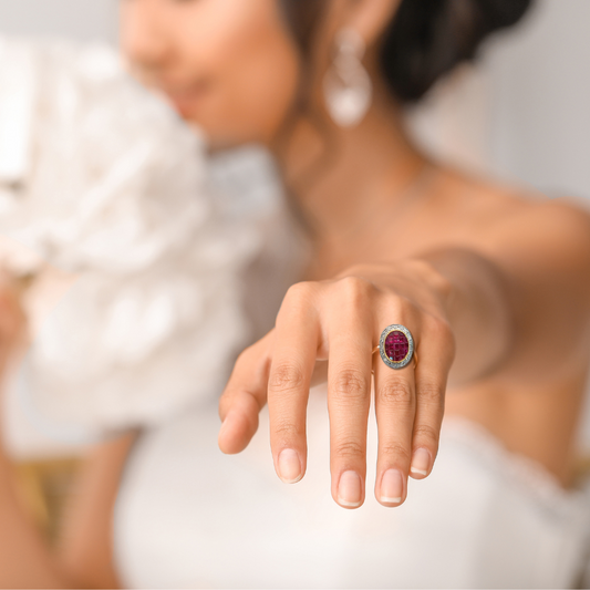Women's Ruby Ring with real zircon