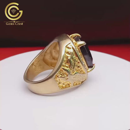 Black Garnet Ring (Gold Plated)