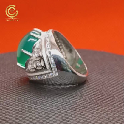 Men's green agate ring