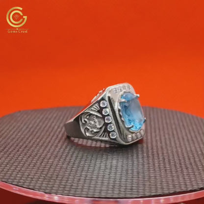Men's sky blue topaz Ring