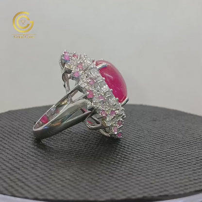 Women's Ruby Ring with real zircon