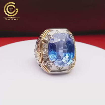 Synthetic Ceylon Sapphire Ring