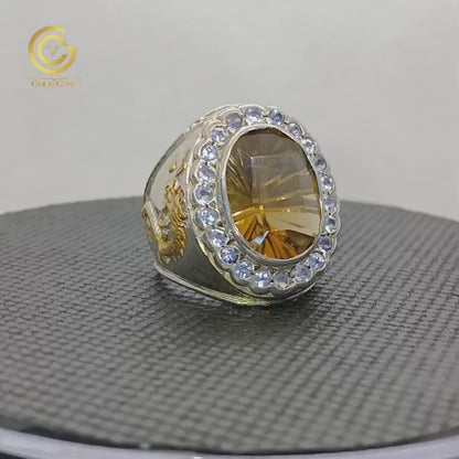Men's yellow citrine Ring