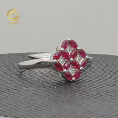 Women's Ruby Ring with real zircon