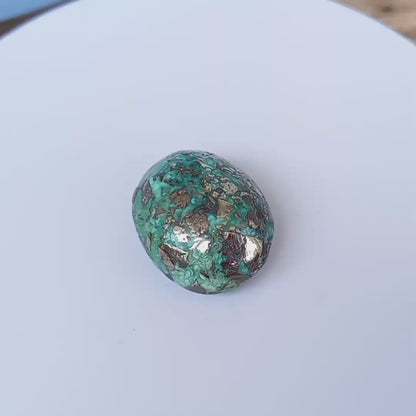 Green Persian Turquoise with pyrite (33.30ct)