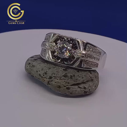 Cubic zircon men`s ring
