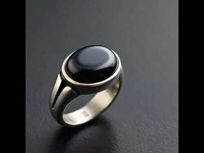 Men's Black Agate Ring