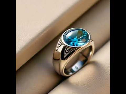 Men's Swiss blue topaz Ring