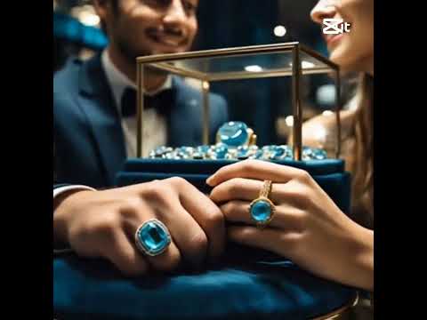 blue topaz couple rings