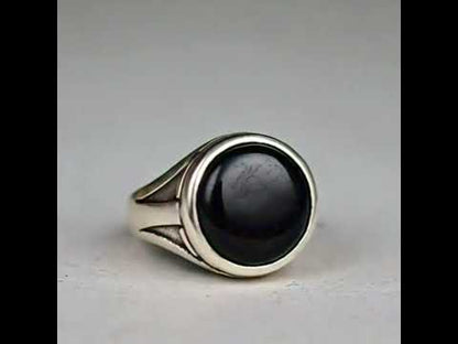 Men's Black Agate Ring