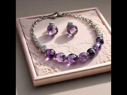 Women's Amethyst bracelet and earrings